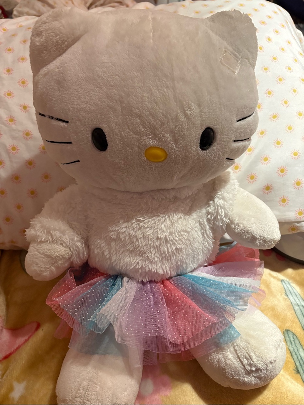 Build-A-Bear White Hello Kitty Plush with Pink, Blue & Purple Tulle Skirt
